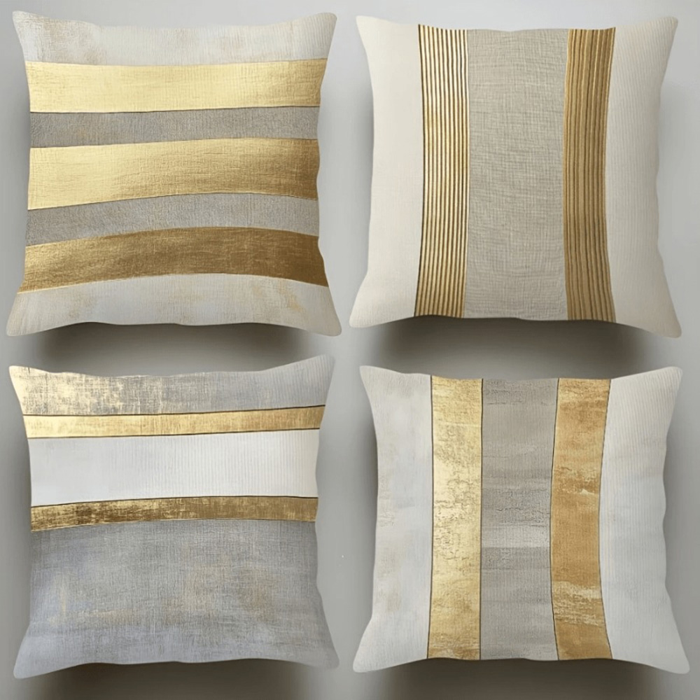 Luxury Home Textiles Usa - Capas de almofada listradas em dourado