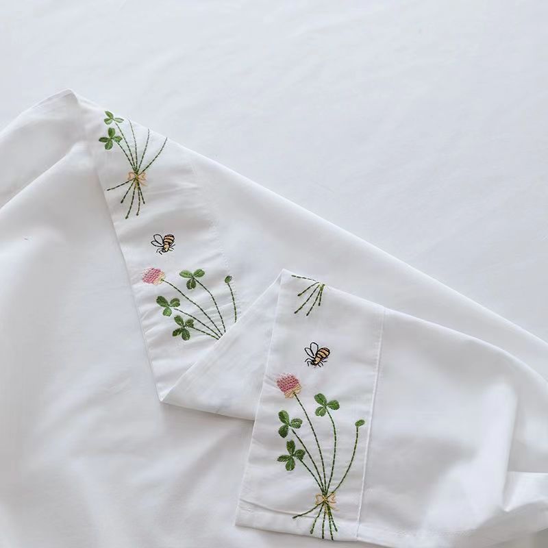 Lençol de cama branco puro bor - Luxury Home Textiles Usa avaliação e preço